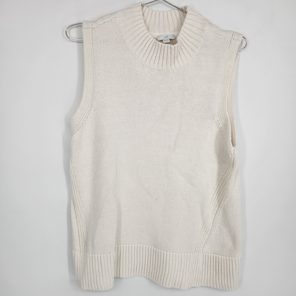 J.Jill Large Sail Cloth White Textured Sweater Tank